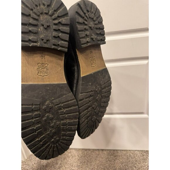 Ashton Grey Black Leather Lace Up Buckle Boots Size 10 - Picture 6 of 8